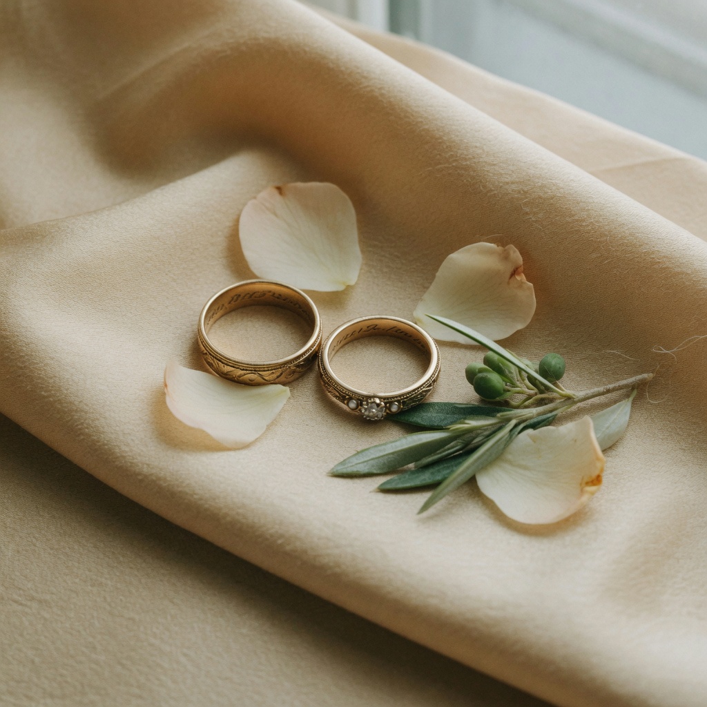 Wedding rings on silk